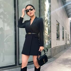 Alice + Olivia Kyrie Tuxedo Skort Romper Black Size 10